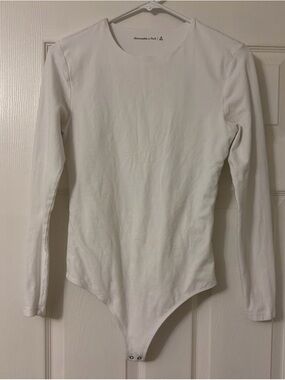 Abercrombie & Fitch White Long-Sleeve Bodysuit